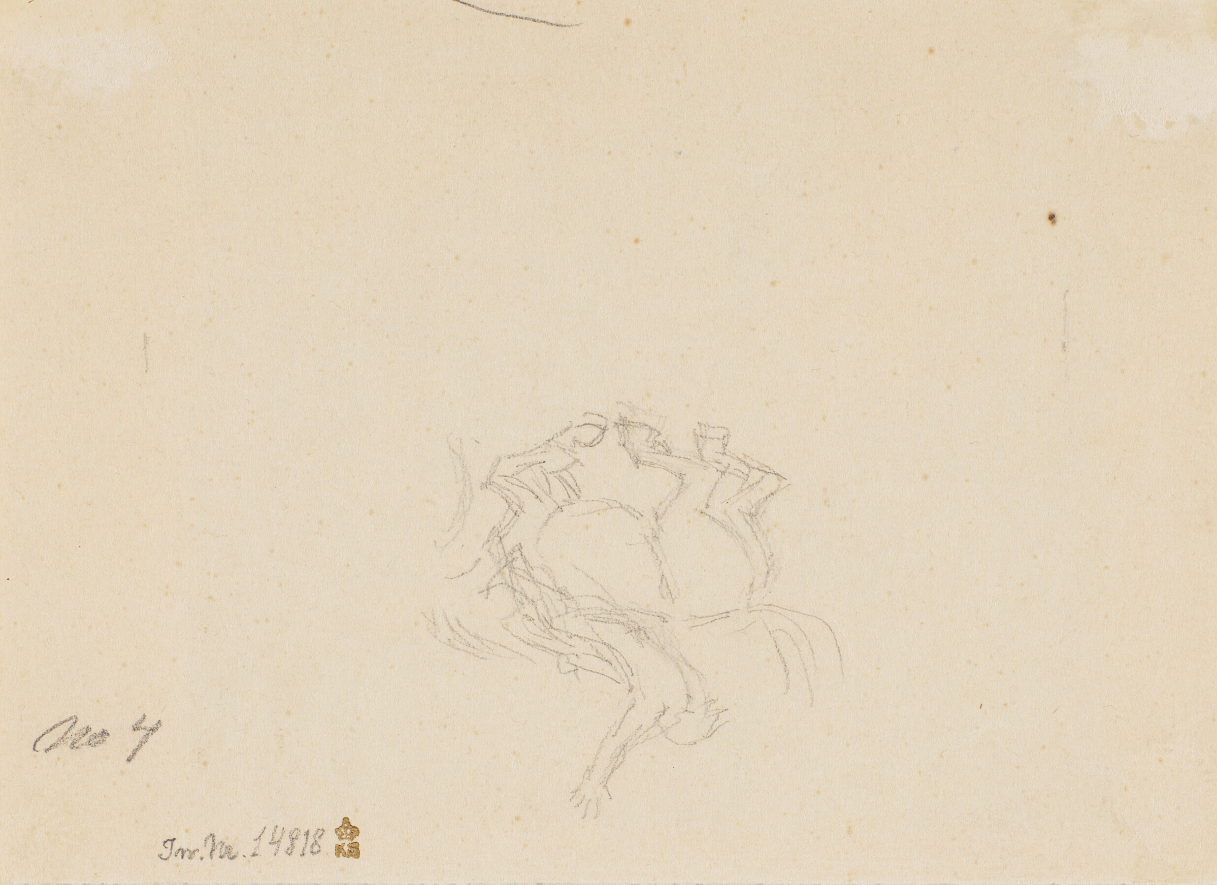 Blyantsskitse med tre ryttere